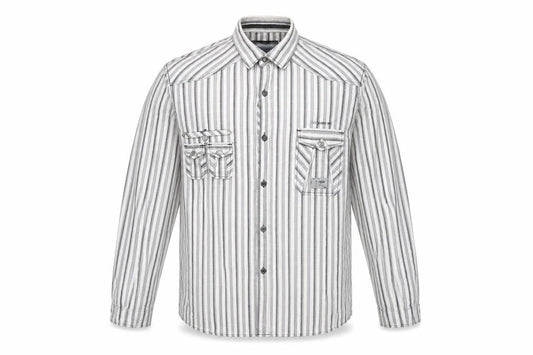 Next Men's Grey Striped Slim Fit Long Sleeve Button-Up Shirt XL