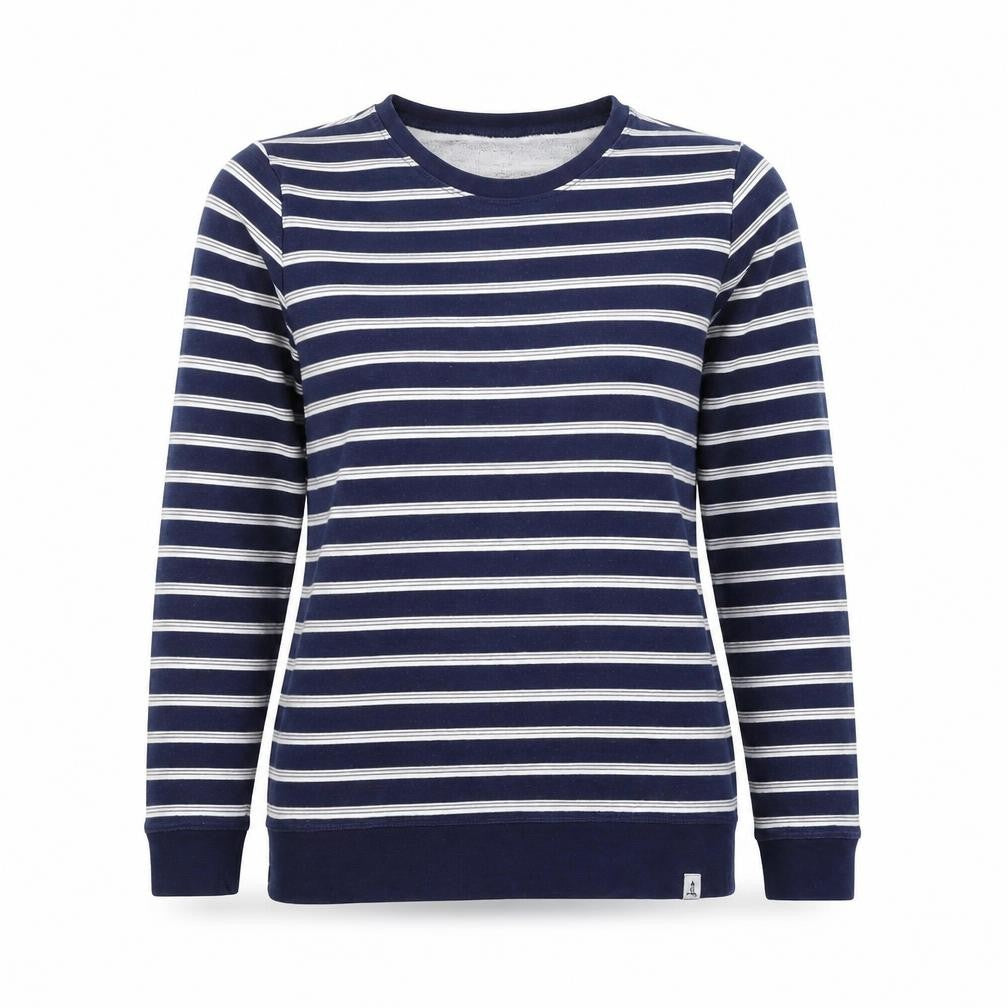 Lands' End Women Navy Blue Stripe Pullover Sweatshirt XS