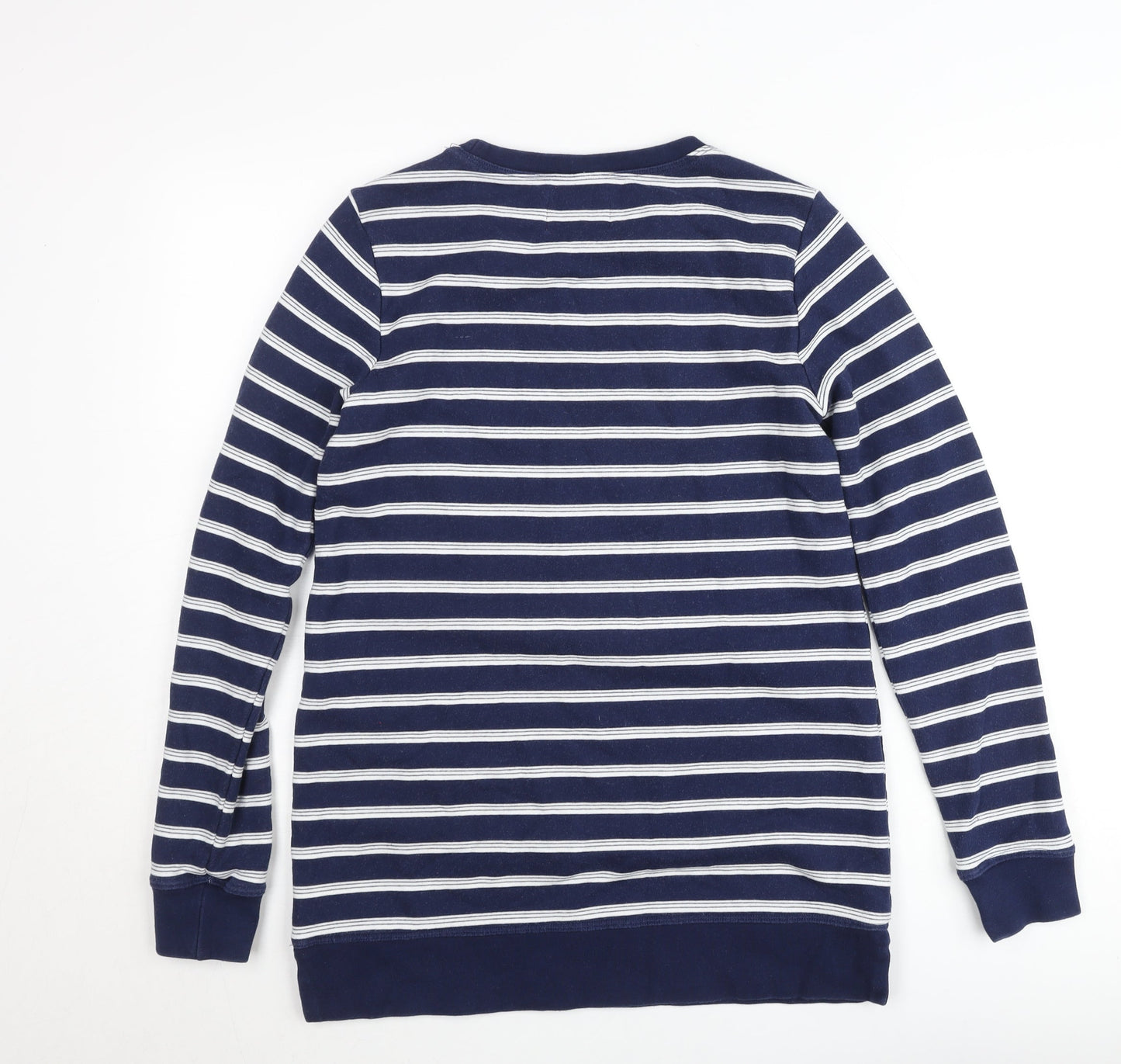 Lands' End Women Navy Blue Stripe Pullover Sweatshirt XS