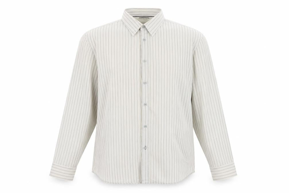 Dunnes Men's Beige Striped Long Sleeve Regular Fit Shirt Size L