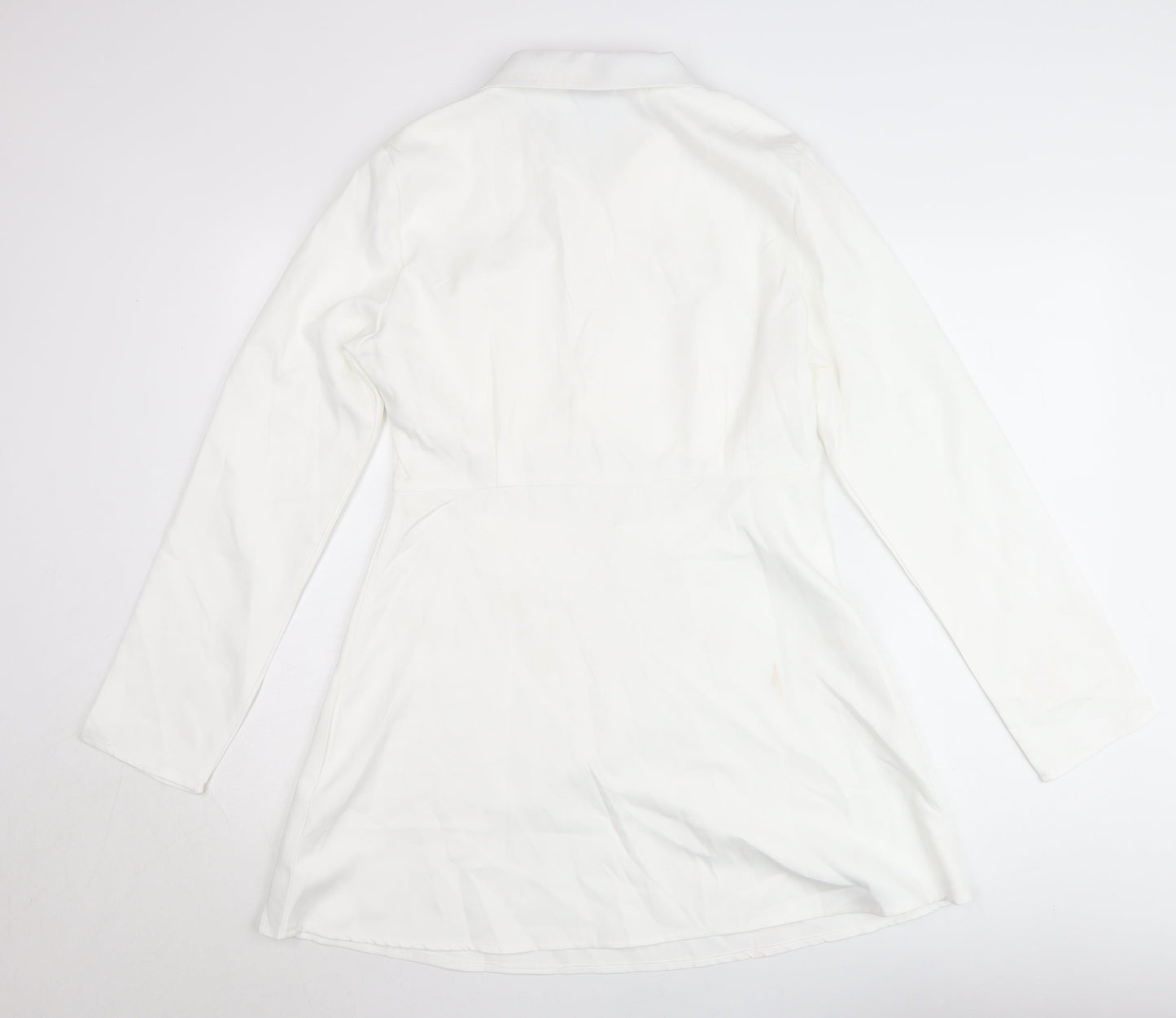 PrettyLittleThing Women’s White Collared Cut Out Shirt Dress Size 14