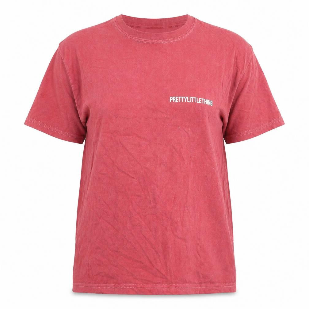 PRETTYLITTLETHING Women’s Red Cotton Crew Neck T-Shirt Size M