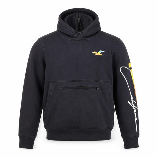 Hollister Mens Black XS Pullover Hoodie with Logo Print