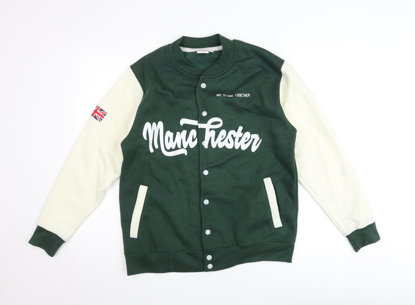 Manchester Souvenirs Men’s Green Varsity Jacket M Casual Lined