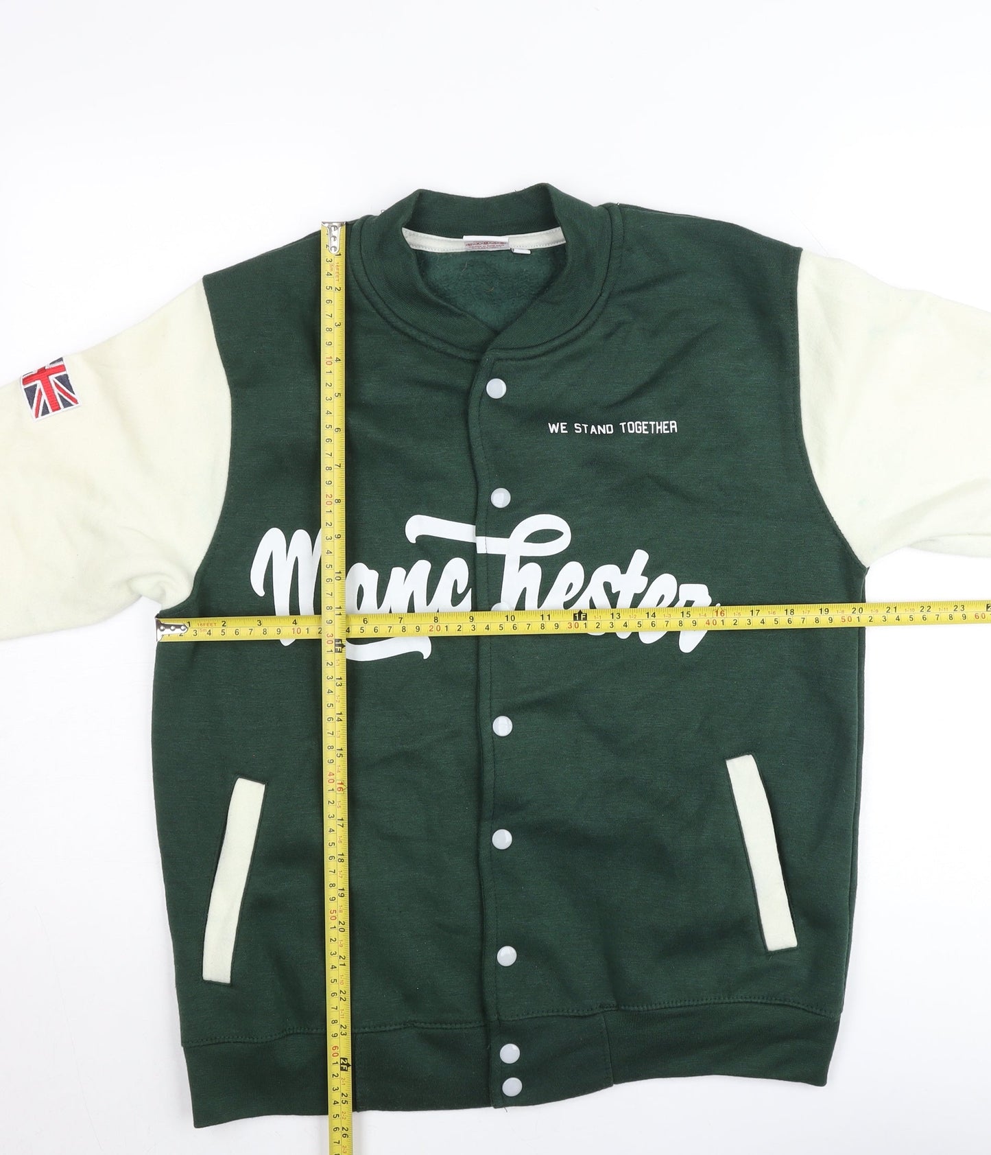 Manchester Souvenirs Men’s Green Varsity Jacket M Casual Lined