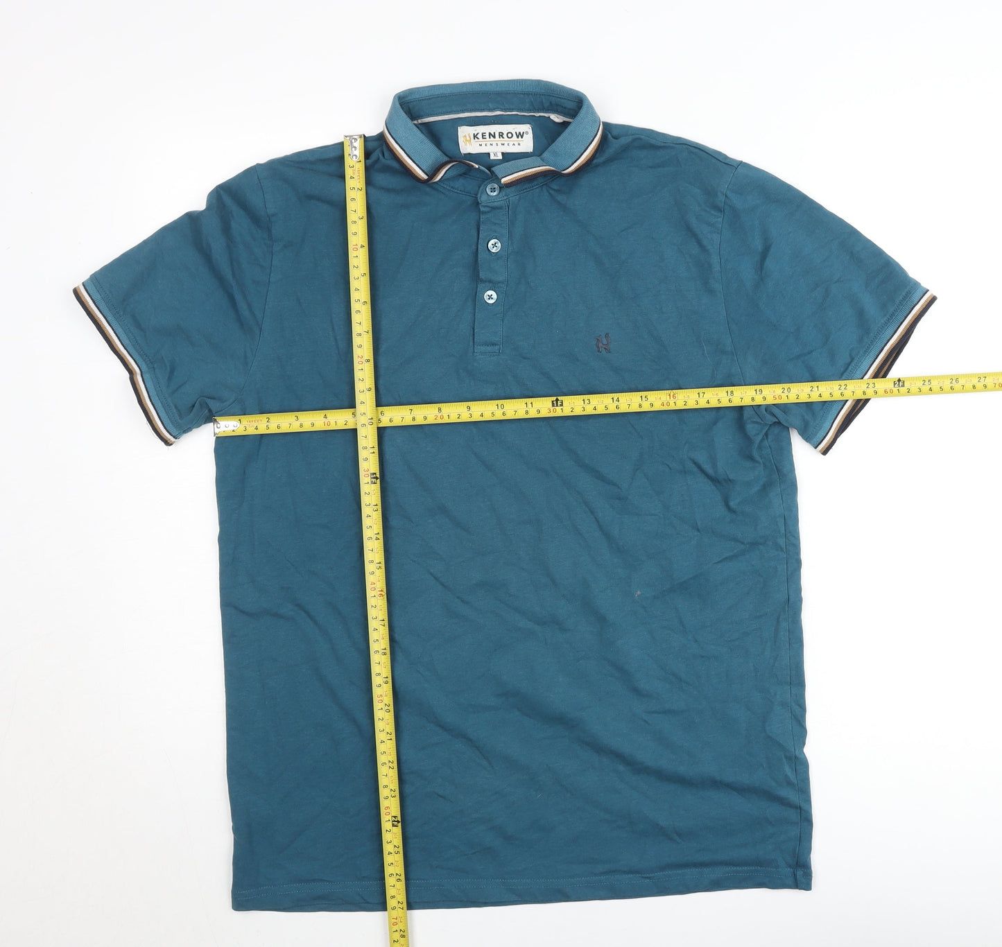 Kenrow Mens Blue XL Classic Cotton Short Sleeve Polo Shirt