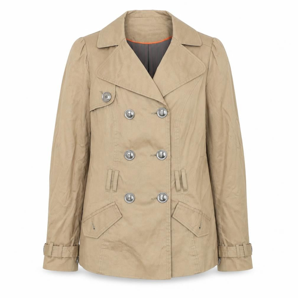 River Island Women's Beige Trench Jacket Size 12 Classic Cotton Blend