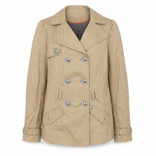 River Island Women's Beige Trench Jacket Size 12 Classic Cotton Blend