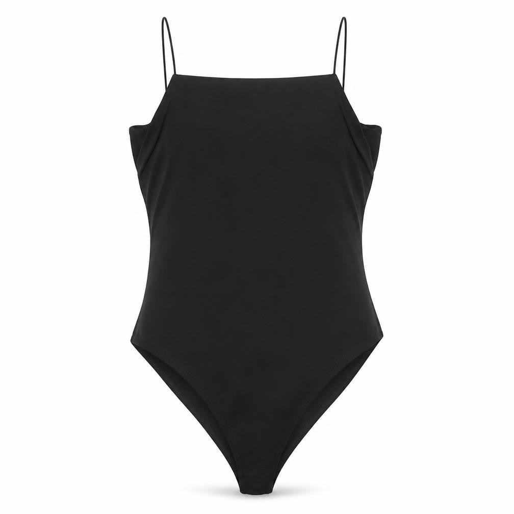 AX Paris Women Black Size 14 Bodysuit Spaghetti Strap Stretch One-Piece