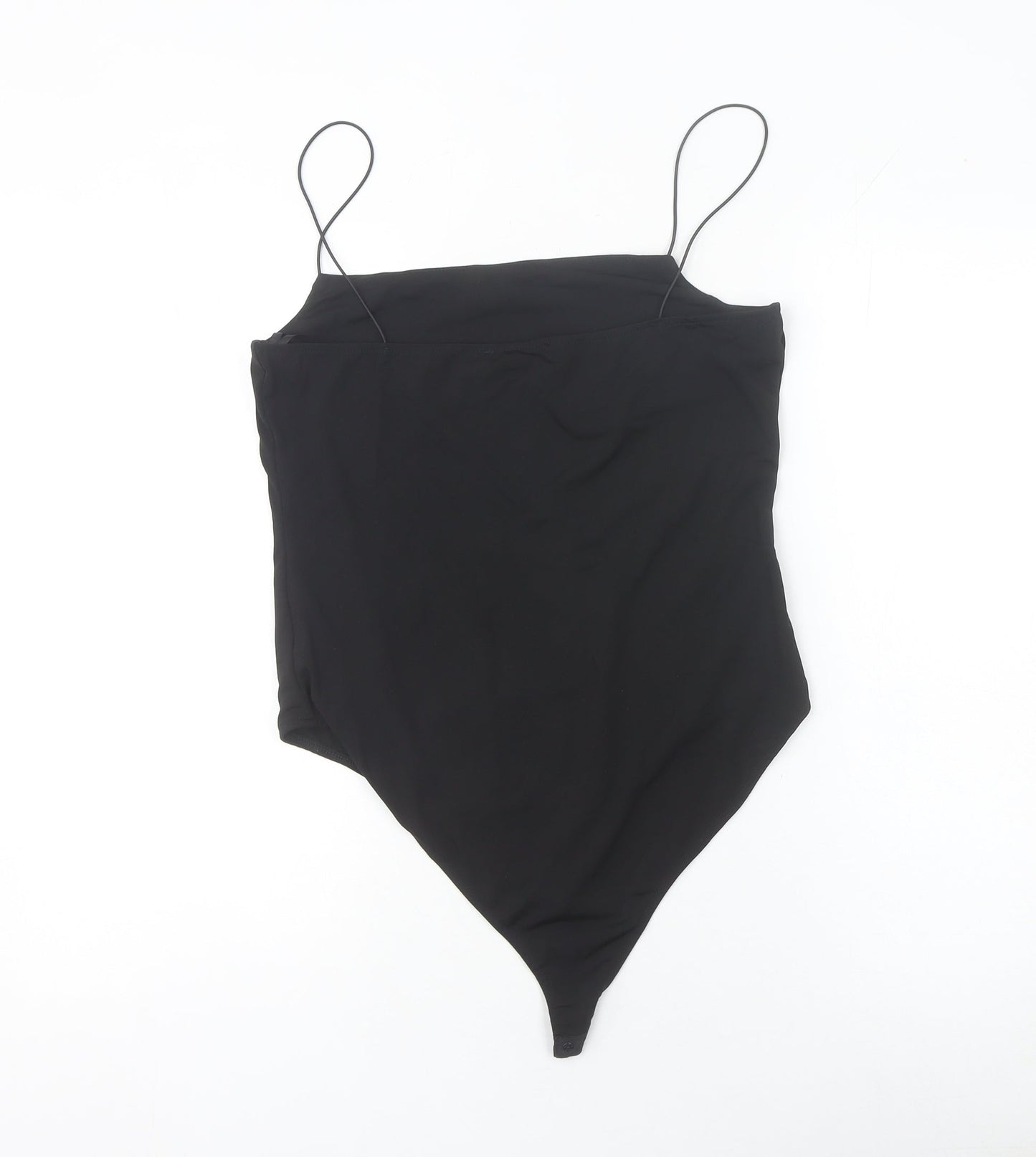 AX Paris Women Black Size 14 Bodysuit Spaghetti Strap Stretch One-Piece