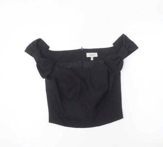Coast Womens Black Off Shoulder Bow Evening Blouse UK 14