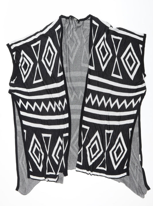 Bunoh.Q Womens Black Aztec Open-Knit Open Front Cape One Size