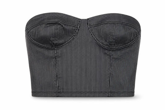 Urban Outfitters Womens Black Striped Cropped Strapless Top S
