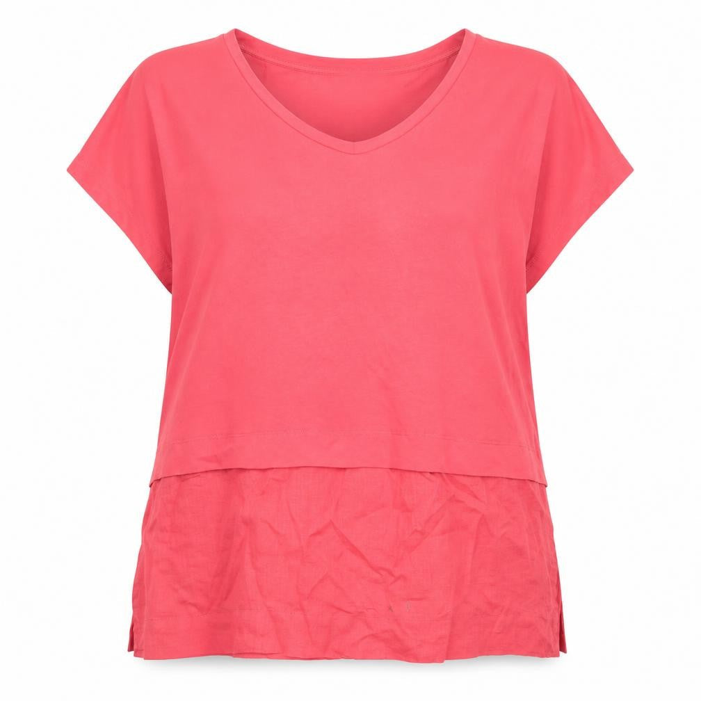 Carolyn Donnelly The Edit Women Pink Linen Blend V-Neck Tunic Blouse Size 14