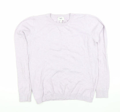 Additional front view of Object Women's Purple Wool Blend Crew Neck Jumper, size S