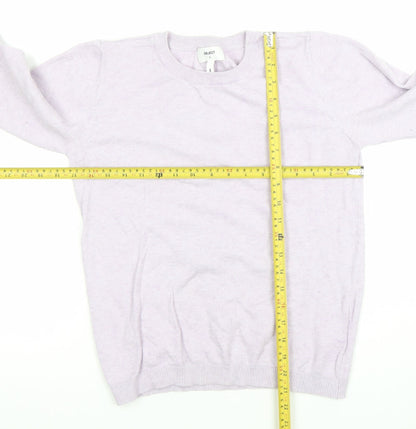Back view of Object Women's Purple Wool Blend Crew Neck Jumper, size S