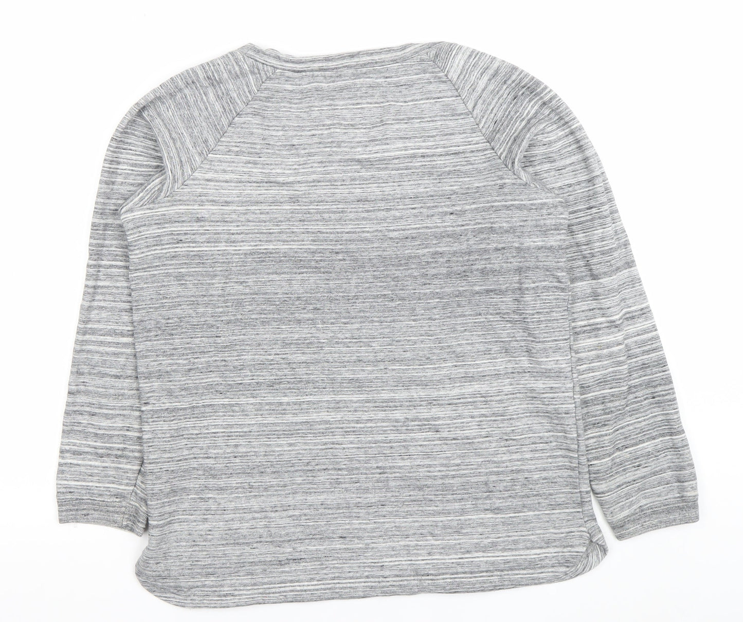 Jack Wills Women’s Grey Striped Pullover Sweatshirt UK 12 Cotton Crew Neck