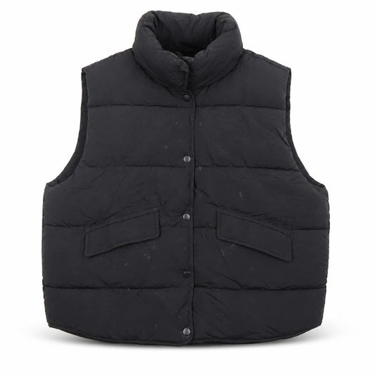 Front view of Zara girls’ black 9-10 years puffer waistcoat quilted sleeveless vest