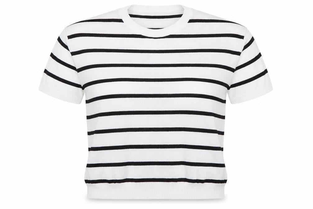 Dunnes Women’s White Striped Knit Short Sleeve Top Size 12