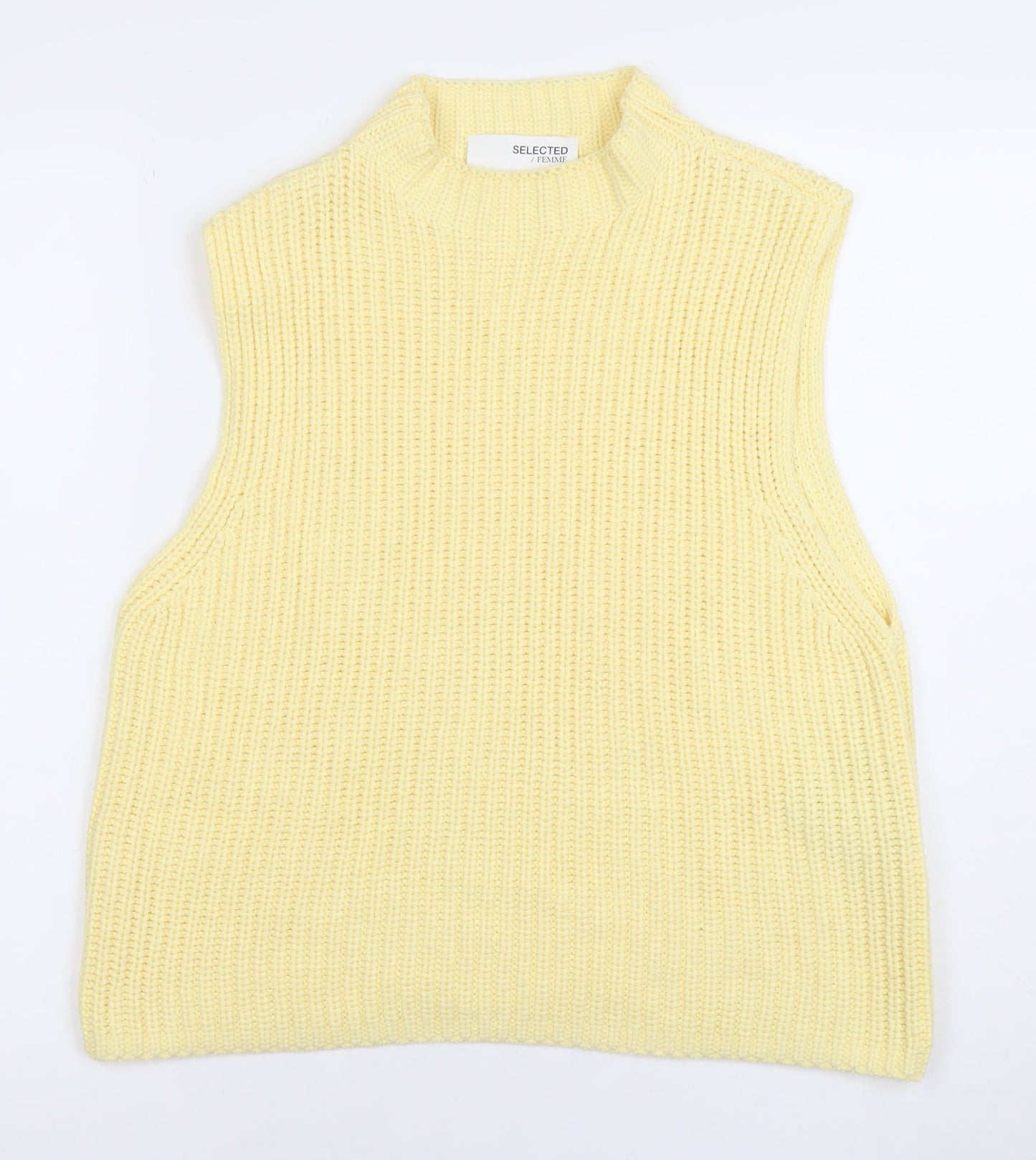 SELECTED FEMME Women's Yellow Knit Sleeveless Vest Jumper M