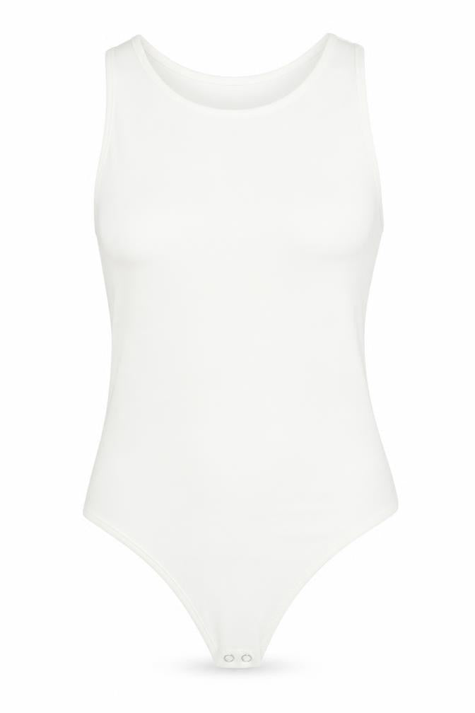 Stradivarius Women Ivory Bodysuit Size M Stretch One-Piece