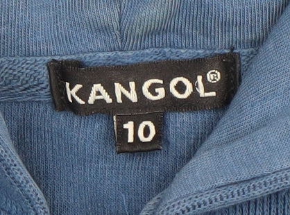 Kangol Women Blue Full Zip Hoodie Size 10 Cotton Blend Casual Sweatshirt