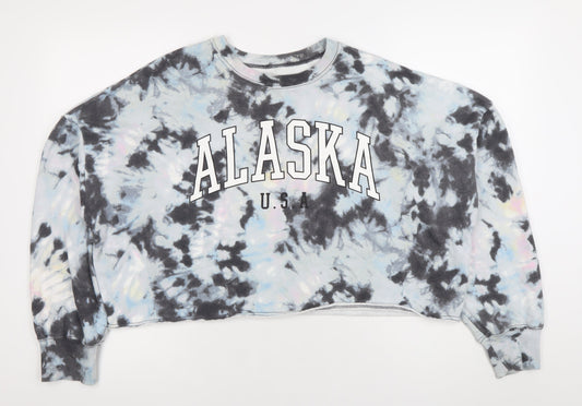Hollister Womens Blue Tie-Dye Alaska USA Graphic Pullover Sweatshirt L