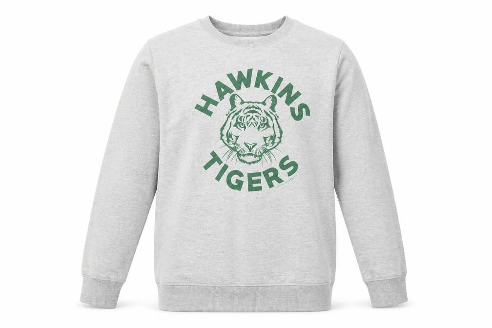 Stranger Things Hawkins Tigers Grey Sweatshirt Girls 11-12 Years Pullover