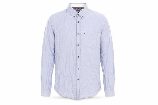 Zara Man Blue Slim Fit Cotton Long Sleeve Button-Up Shirt M
