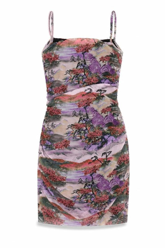 PRETTYLITTLETHING Womens Multicoloured Bodycon Ruched Dress Size 10