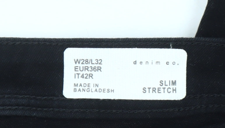 Denim Co Men's Black Slim Stretch Jeans W28 L32 Straight Fit