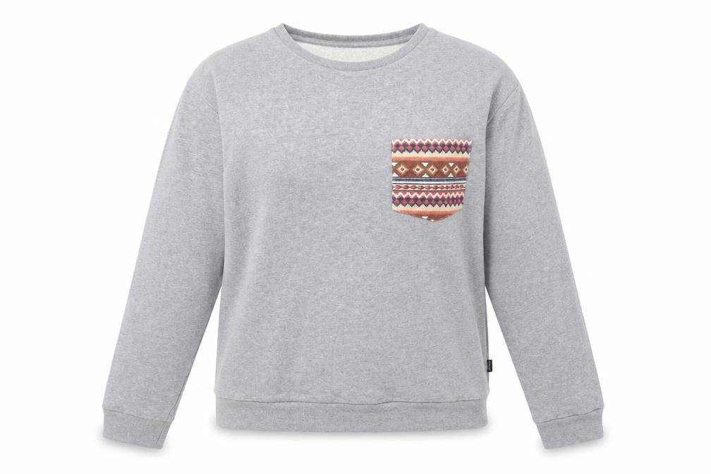 WESC Women's Grey Cotton Pullover Sweatshirt Size M Aztec Pocket