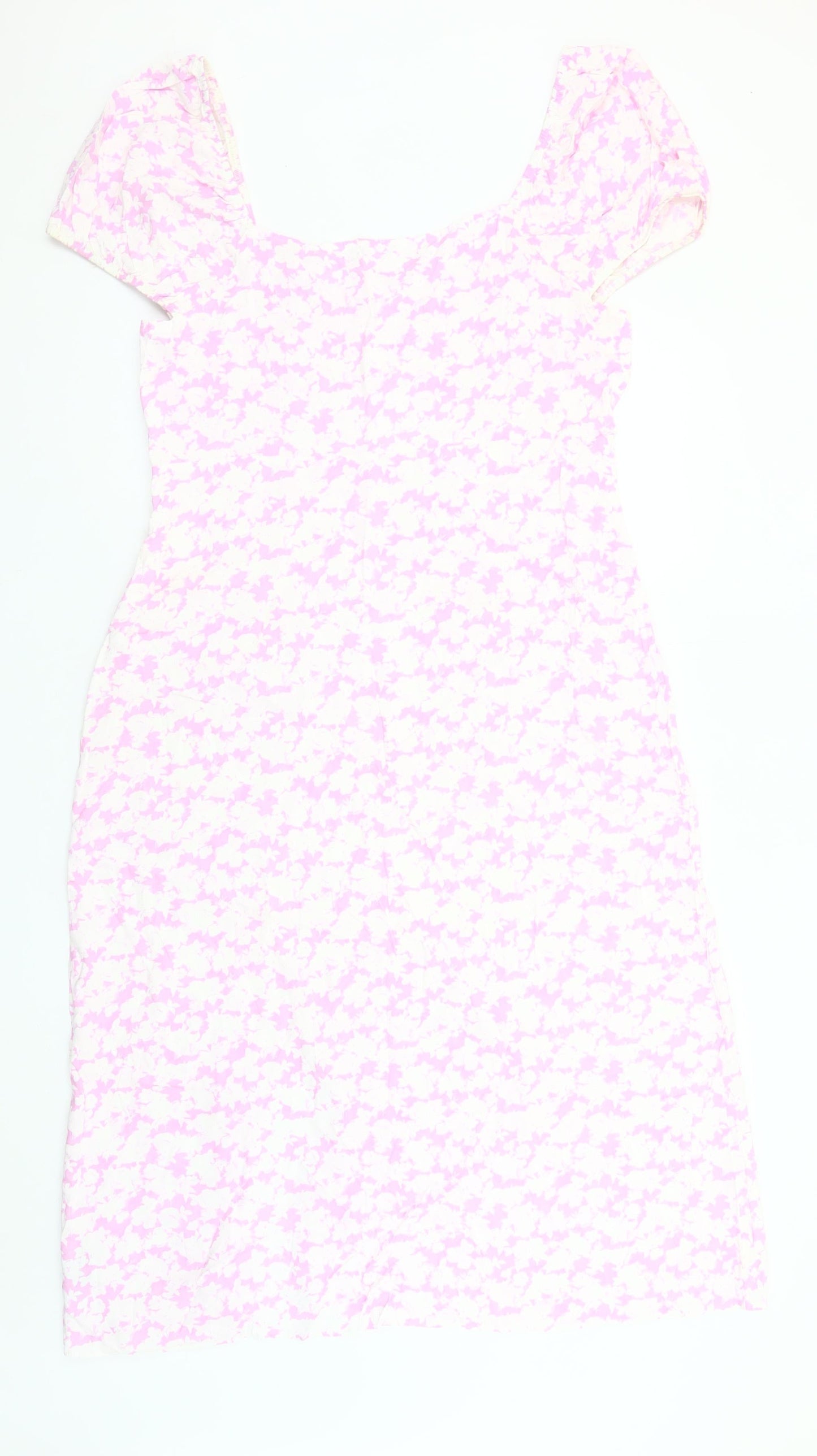 Primark Women’s Pink Floral Bodycon Dress Size 16 Short Sleeve