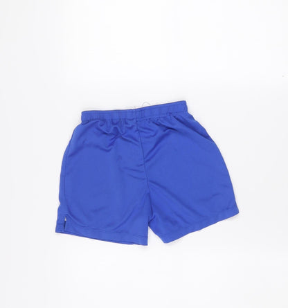 Close-up detail of Sondico boys’ blue 5-6 years athletic shorts 100% polyester lightweight
