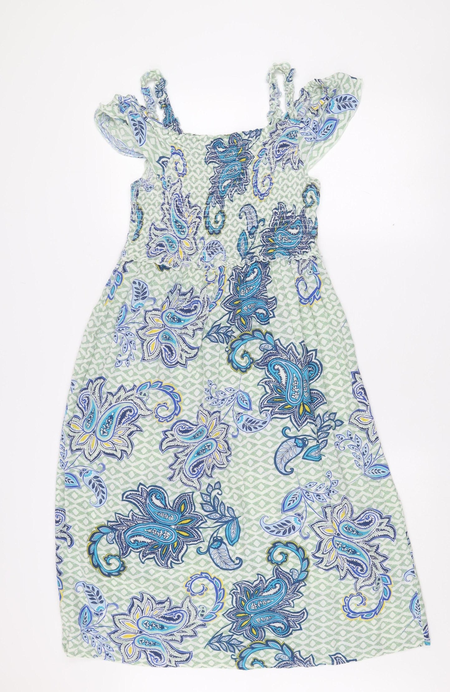 Dorothy Perkins Women’s Green Paisley Viscose Slip Dress Size 12