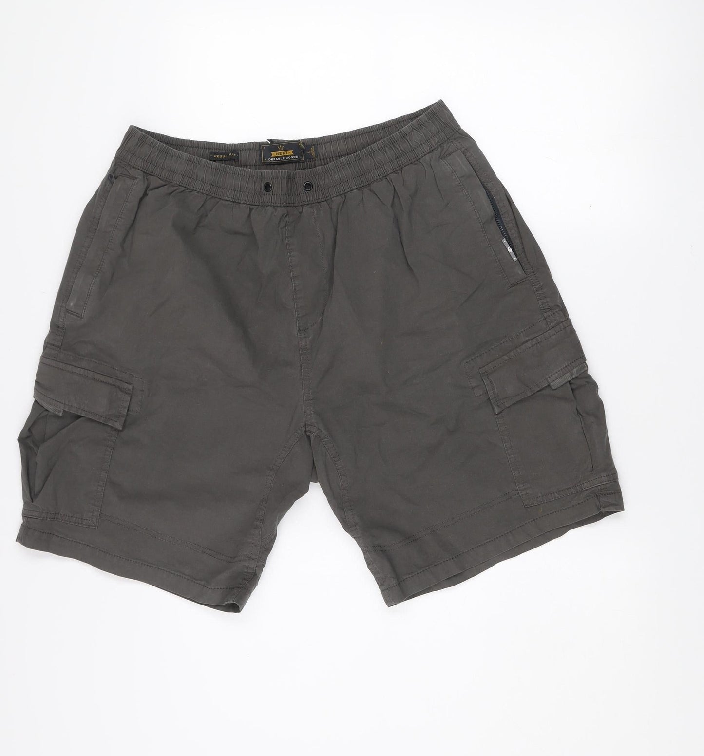 Next Men's Grey Cargo Shorts Regular Fit Size L Cotton Blend