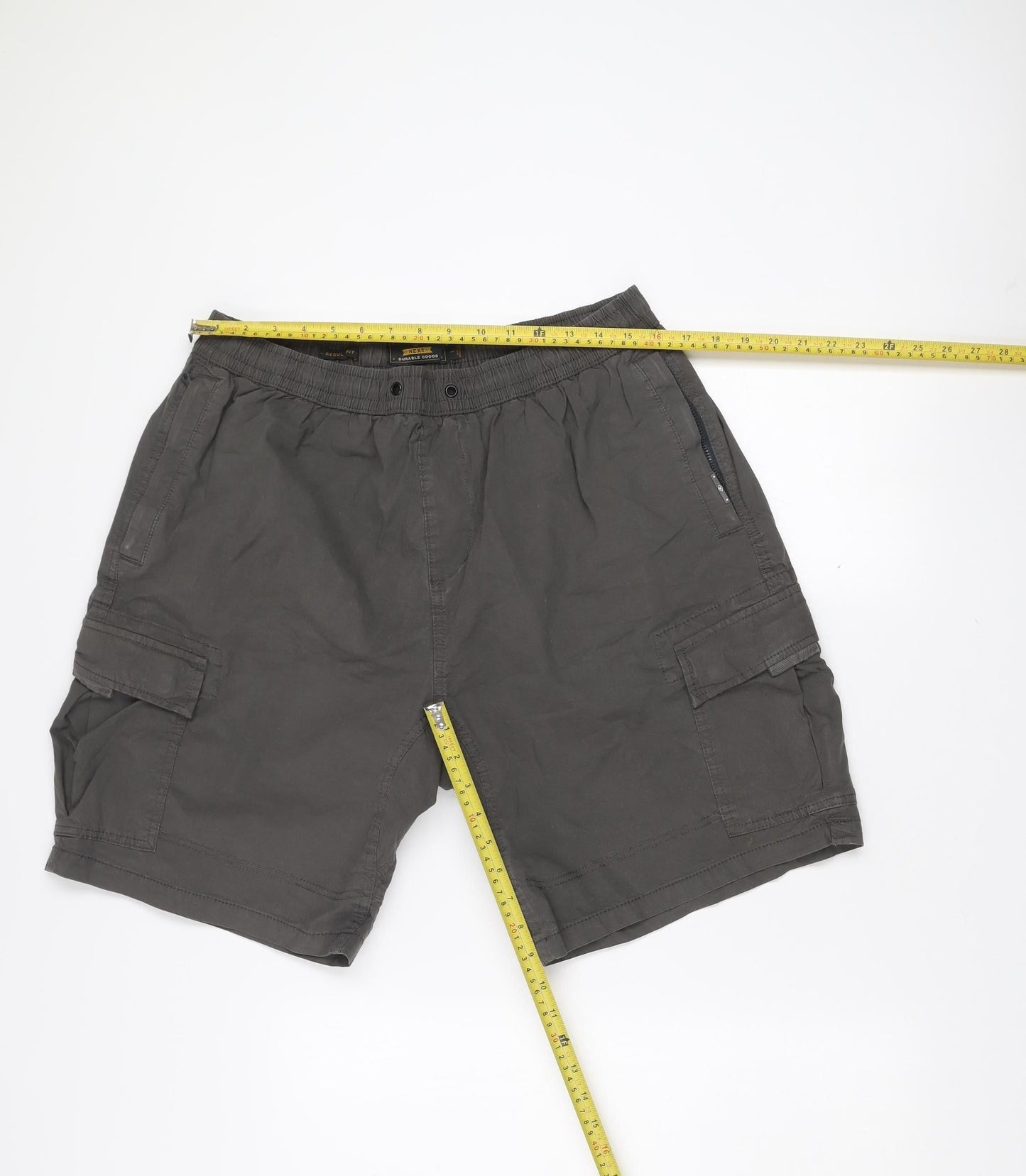 Next Men's Grey Cargo Shorts Regular Fit Size L Cotton Blend
