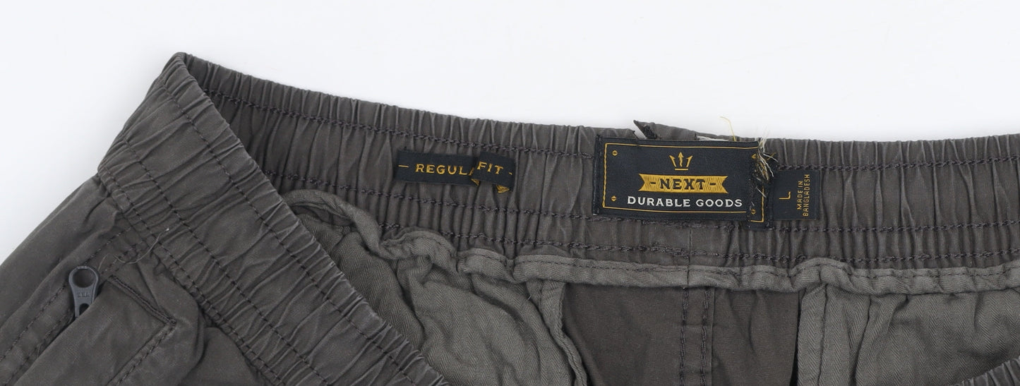 Next Men's Grey Cargo Shorts Regular Fit Size L Cotton Blend
