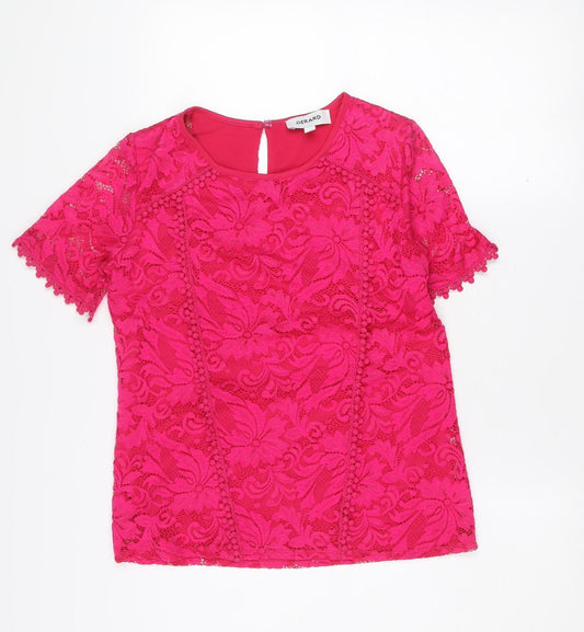 Gerard Women's Pink Lace Short Sleeve Tunic Blouse Size 10