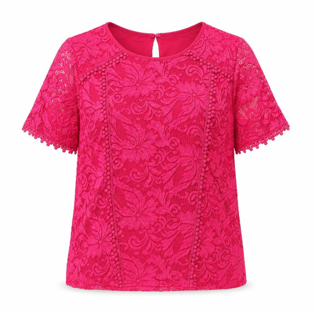 Gerard Women's Pink Lace Short Sleeve Tunic Blouse Size 10