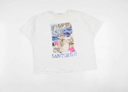 Savida Women’s White Sequin Santorini T-Shirt Size 16