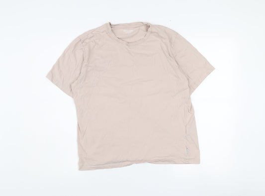 Jack & Jones Men's Beige Short Sleeve Crew Neck Regular Fit T-Shirt M