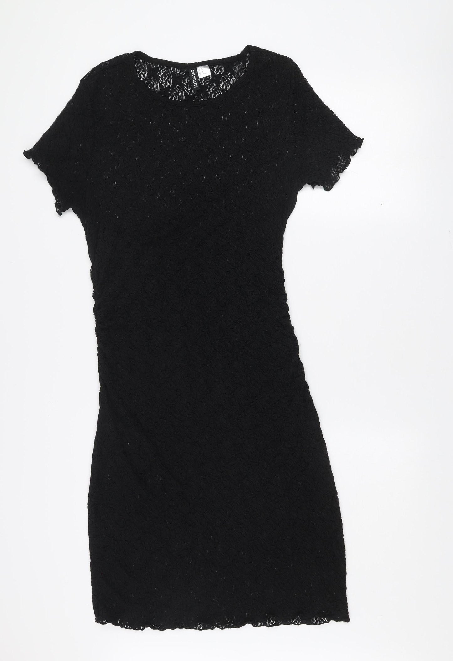 H&M Divided Women's Black Lace Bodycon Short Sleeve Dress Size 12