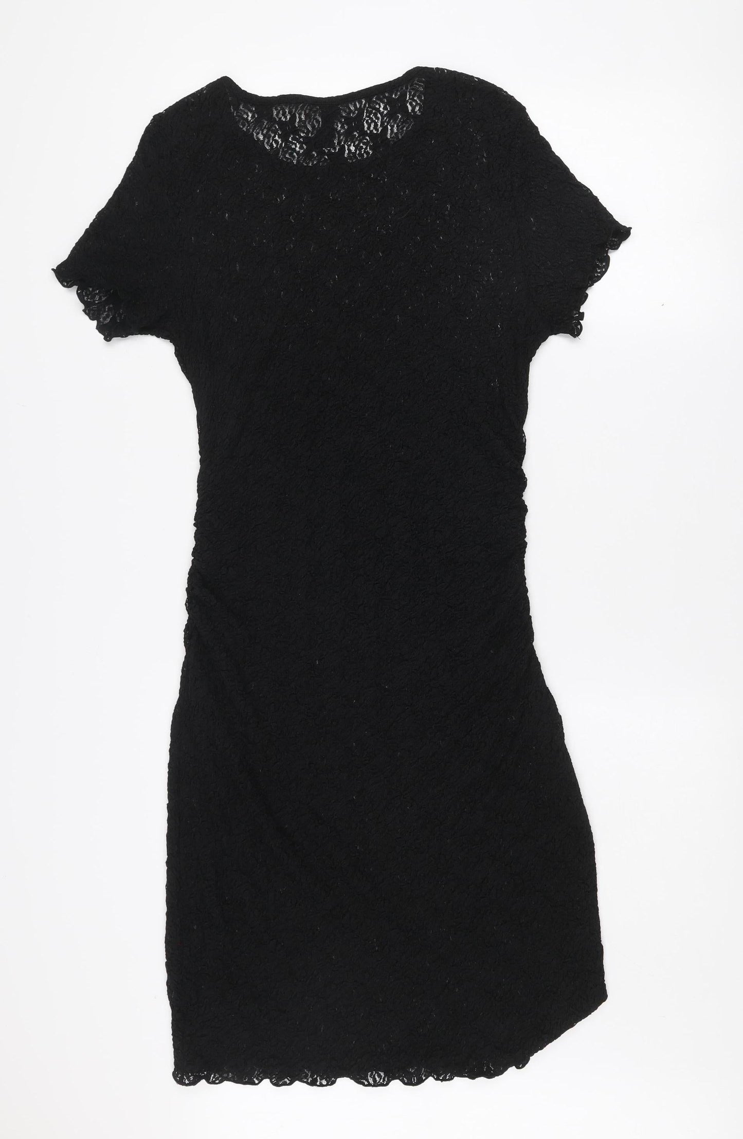 H&M Divided Women's Black Lace Bodycon Short Sleeve Dress Size 12