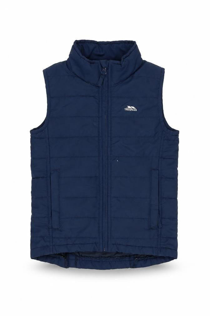 Trespass Girls Blue Padded Bodywarmer 5-6 Years Polyester Zip Waistcoat