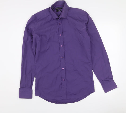 ADVISE Men's Purple Slim Fit Long Sleeve Button-Up Shirt 15 38in