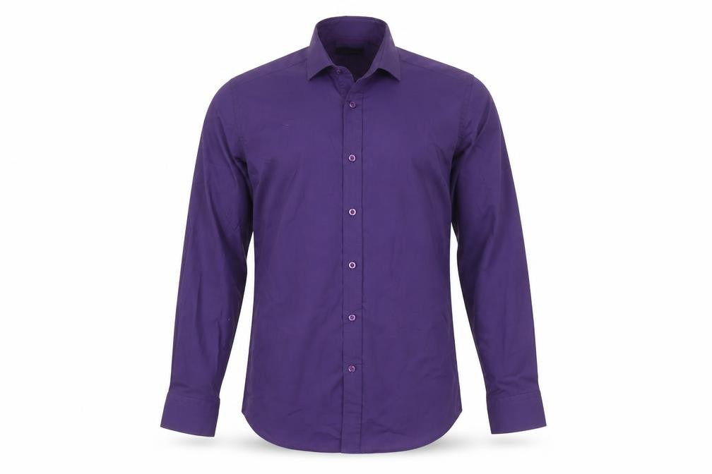 ADVISE Men's Purple Slim Fit Long Sleeve Button-Up Shirt 15 38in