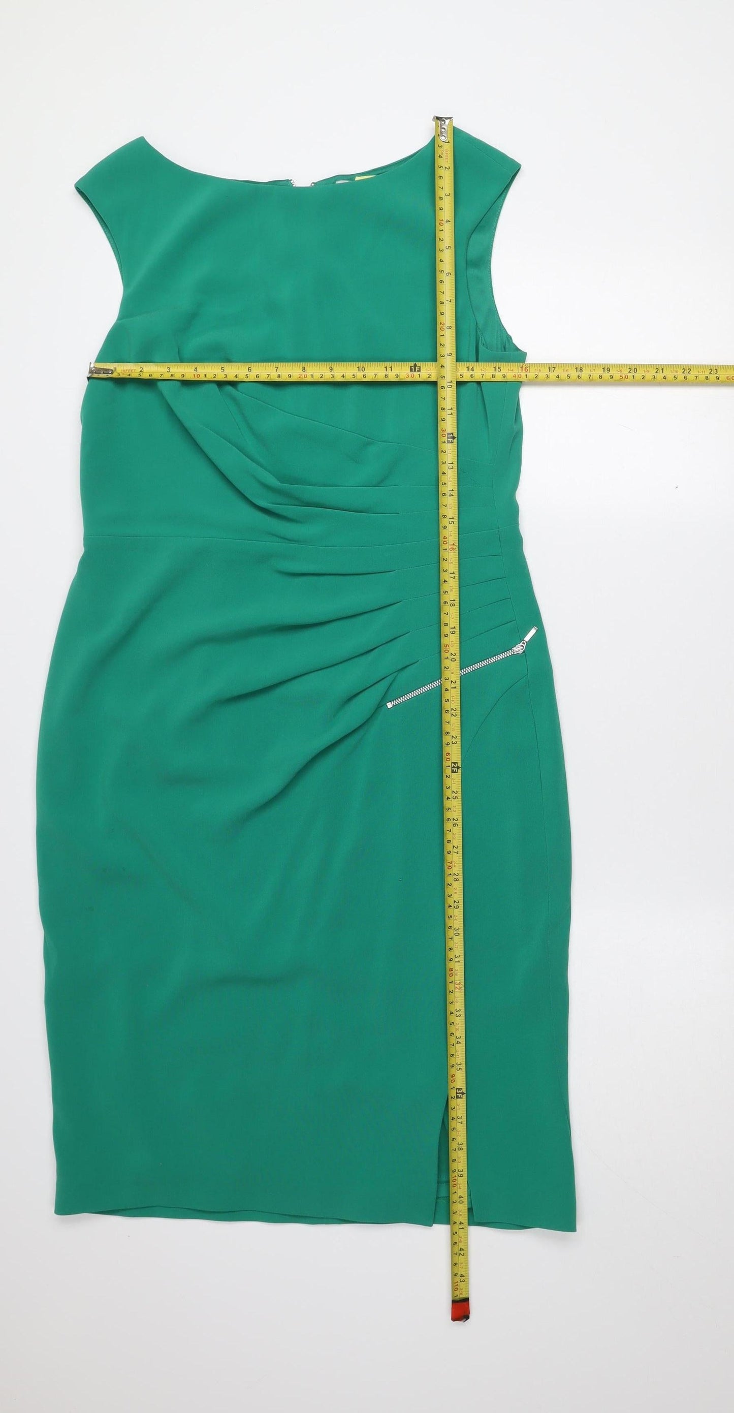 Coast Womens Green Sheath Dress Size 14 Formal Sleeveless Knee Length