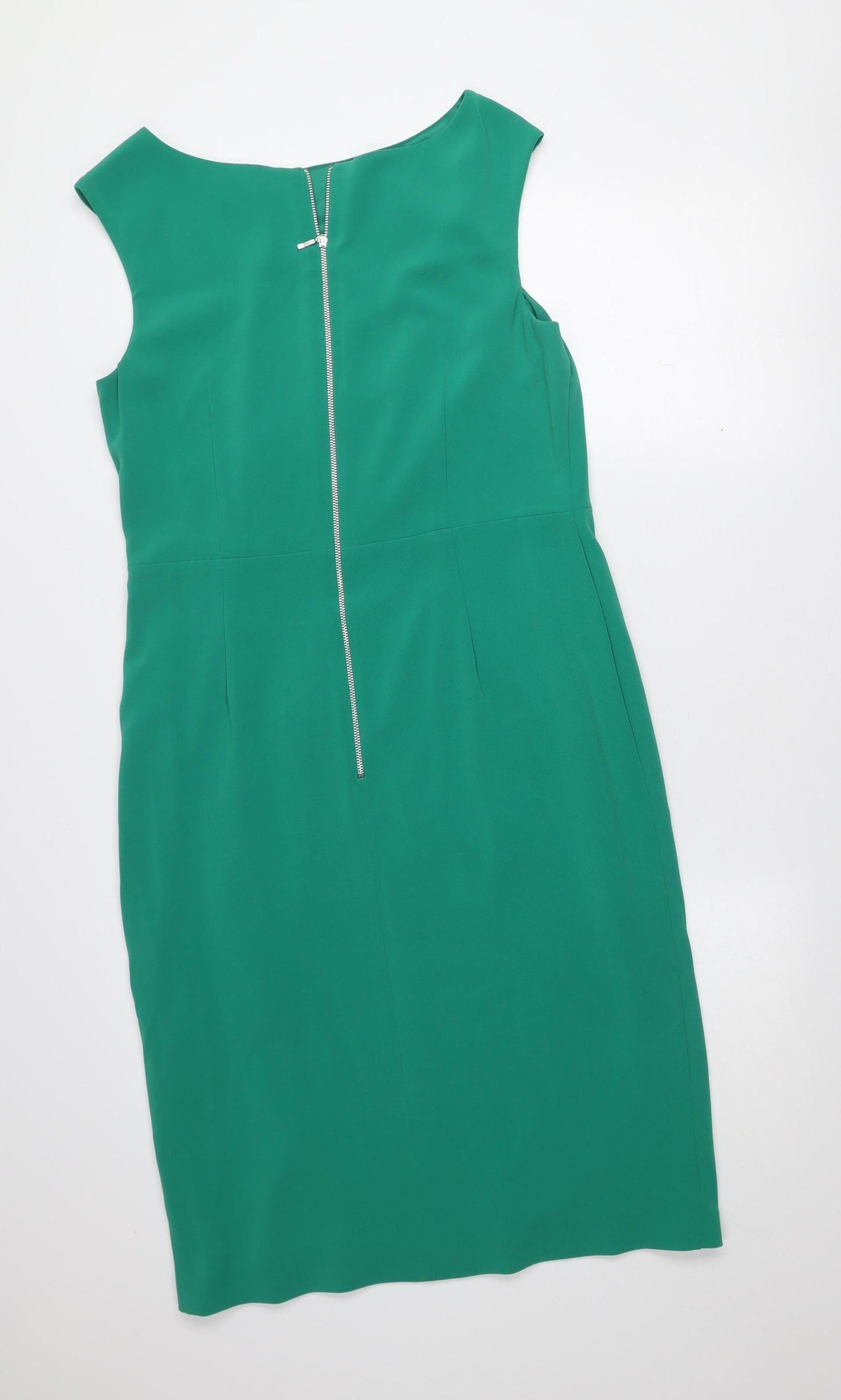 Coast Womens Green Sheath Dress Size 14 Formal Sleeveless Knee Length
