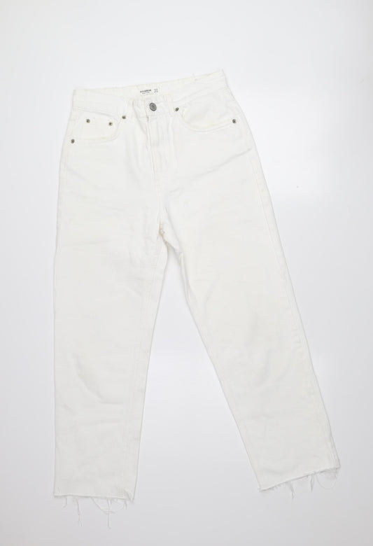 Pull & Bear Women's White Straight Regular Fit Jeans Size 10